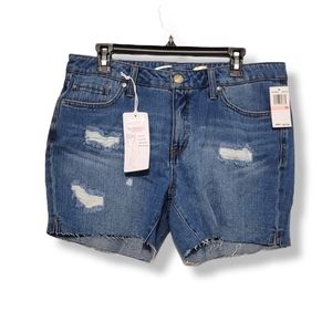 Seven 7 Jean Shorts Weekend Mid Rise Distressed Raw Hem Sz. 10